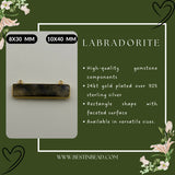 Labradorite Rectangle/Bar Pendant - Boho Chic Gemstone Necklace with 24kt Gold Elegance