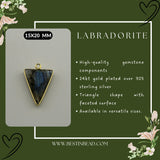 Labradorite Triangle Pendant - Boho Chic Gemstone Necklace with 24kt Gold Elegance