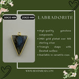 Labradorite Triangle Pendant - Boho Chic Gemstone Necklace with 24kt Gold Elegance