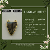 Labradorite Triangle Pendant - Boho Chic Gemstone Necklace with 24kt Gold Elegance