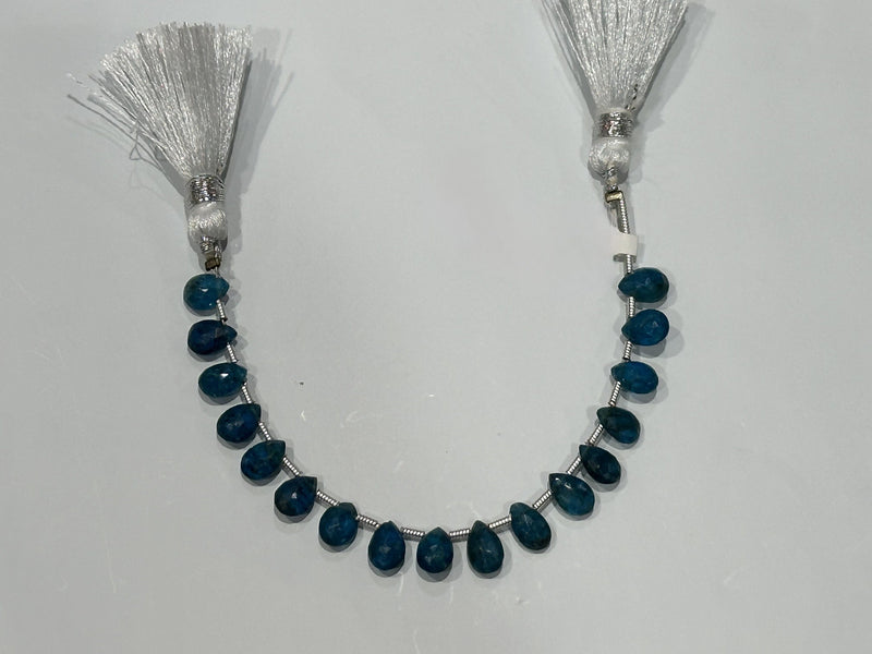 Blue Apatite Teardrop Beads | Faceted Gemstone Strand