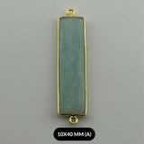 Gold Vermeil Rectangle Gemstone Connector, Sterling Silver Bezel, 2 Loop