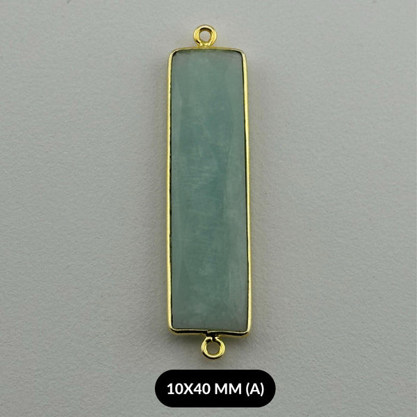 Gold Vermeil Rectangle Gemstone Connector, Sterling Silver Bezel, 2 Loop