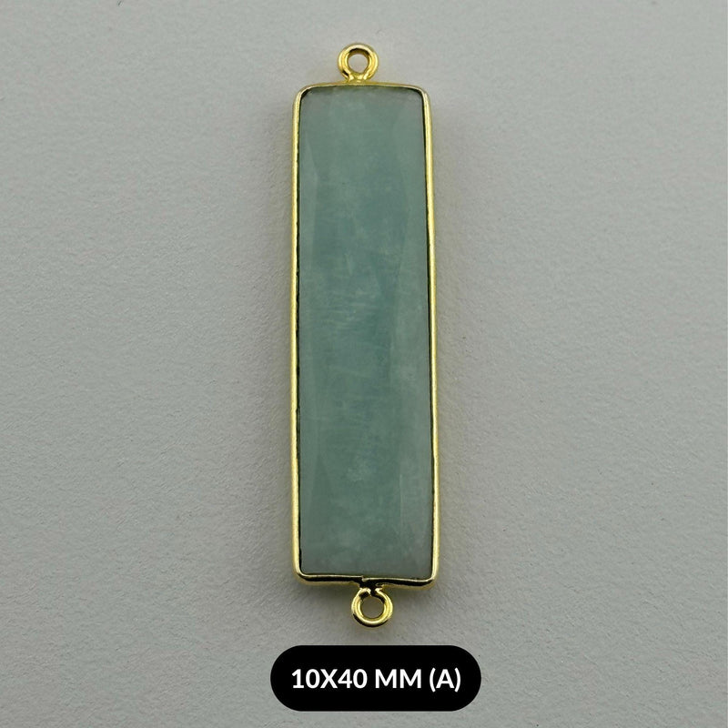 Gold Vermeil Rectangle Gemstone Connector, Sterling Silver Bezel, 2 Loop
