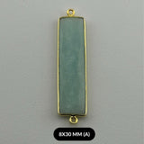 Gold Vermeil Rectangle Gemstone Connector, Sterling Silver Bezel, 2 Loop