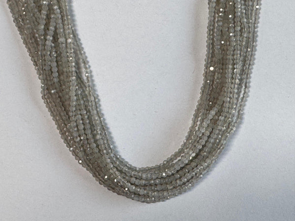 Gray Moonstone Rondelle Gemstone Beads - Natural Semi Precious Bead Strand - Sizes 2mm Jewelry Making Supplies