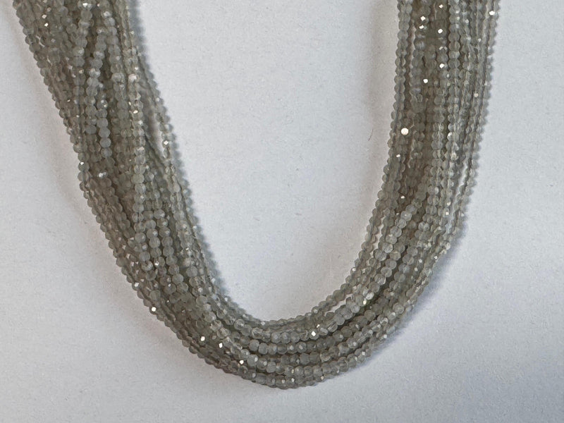 Gray Moonstone Rondelle Gemstone Beads - Natural Semi Precious Bead Strand - Sizes 2mm Jewelry Making Supplies