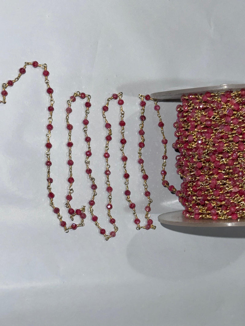 Zircon Pink 3mm Beaded Handmade Rosary Chain silver Women Jewelry Making Necklace Chain Chakra DIY Anklet Bracelet Wholesale Price