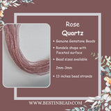 Rose Quartz Rondelle Gemstone Beads - Natural Semi Precious Bead Strand - Sizes 2mm to 6mm - Jewelry Making Supplies