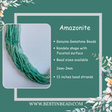 Amazonite Rondelle Gemstone Beads - Natural Semi Precious Bead Strand - Sizes 2mm to 7mm - Jewelry Making Supplies