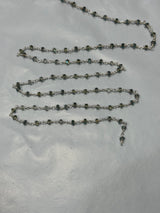 London Blue Topaz Beaded Rosary Chain, Silver Plated, 3mm