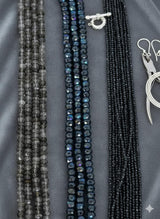 Black Gemstone Beads Strand – Onyx, Spinel, Tourmaline, Zircon