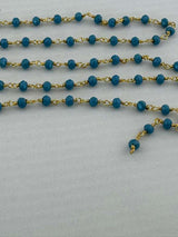 Neon Apatite Rosary Chain, 24K Gold Plated, Jewelry Making Supplies