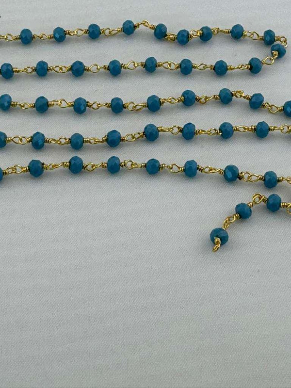 Neon Apatite Rosary Chain, 24K Gold Plated, Jewelry Making Supplies