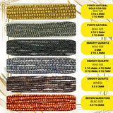 Side-by-side comparison of pyrite natural gold coated and pyrite natural beads to show the iridescent finish.
