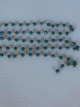 Turquoise Beaded Rosary Chain, 24K Gold Plated, Jewelry Making