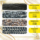 Black Gemstone Beads Strand – Onyx, Spinel, Tourmaline, Zircon