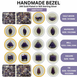 An Amethyst marquise gemstone connector in a 24k gold plated bezel, sized 9x18mm for jewelry making.