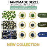 Gold Vermeil Coin Bezel Connector | Round Gemstone Pendant | Labradorite Moonstone Handmade Supply