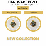 Gold Vermeil Coin Bezel Connector | Round Gemstone Pendant | Labradorite Moonstone Handmade Supply