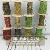 Natural Gemstone Beads 18K Gold Ruby Emerald Diamond Sapphire - Sold by the inch