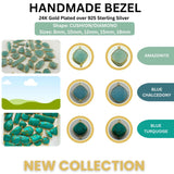Handmade Gold Vermeil Gemstone Connector, Sterling Silver Bezel Pendant