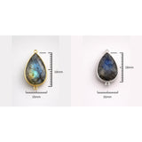 Labradorite Pear Bezel Connector 925 Sterling Silver Double Loop, Natural Blue Flash Gemstone Faceted, Wholesale Pear Component
