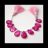 Natural Ruby Pink Pear Beads 4 Inch Strand AAA Faceted Briolette Side Drilled Gemstone Jewelry Making Supply