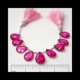 Ruby Pink Teardrop Beads 4" Strand Natural Faceted Briolette AAA Grade Loose Gemstone Beads for Earrings