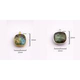 Labradorite Cushion Bezel Charm | Pillow Cut Blue Flash | 925 Silver Gold Plated Connector Supply