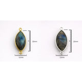 Labradorite Marquise Bezel Charm Size Guide All Sizes, Gold Silver Plated 925 Sterling, Navette Eye Shape Connector Sizes