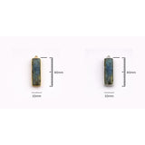 Labradorite Rectangle Bezel Connector 24K Gold Plated Double Loop, Natural Blue Flash Baguette, 925 Silver, Station Jewelry Supply