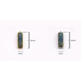 Labradorite Rectangle Bezel Charm | Baguette Blue Flash Stone | 925 Silver Gold Plated Bar Connector