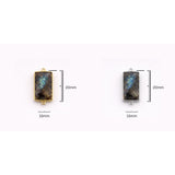 Labradorite Rectangle Charm 925 Sterling Silver Single Loop, Blue Flash Natural Bar Stone Faceted, Bezel Set Pendant Supply