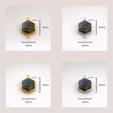 Labradorite Hexagon Bezel Charm Size Guide 15mm Gold Silver Plated, Honeycomb Geometric Connector Sizes