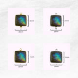 Labradorite Square Bezel Connector | Blue Flash Honeycomb Gem | 925 Sterling Silver Gold Plated Charm