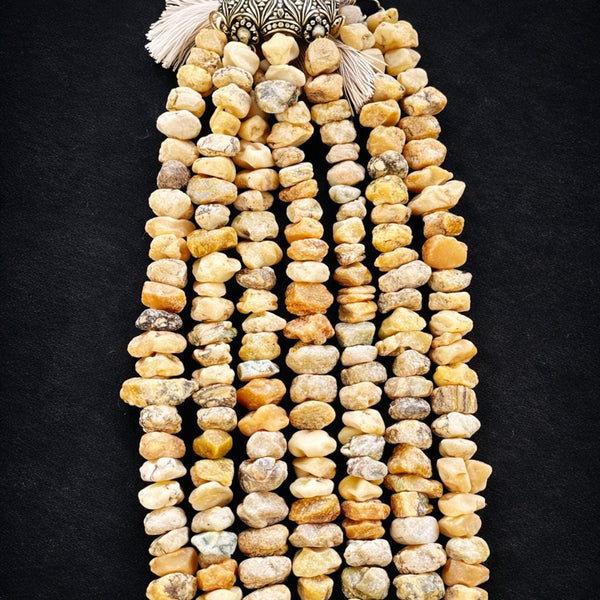 Ethiopian white opal rough nugget beads, natural raw Welo opal gemstone strand, AAA bulk opal beads