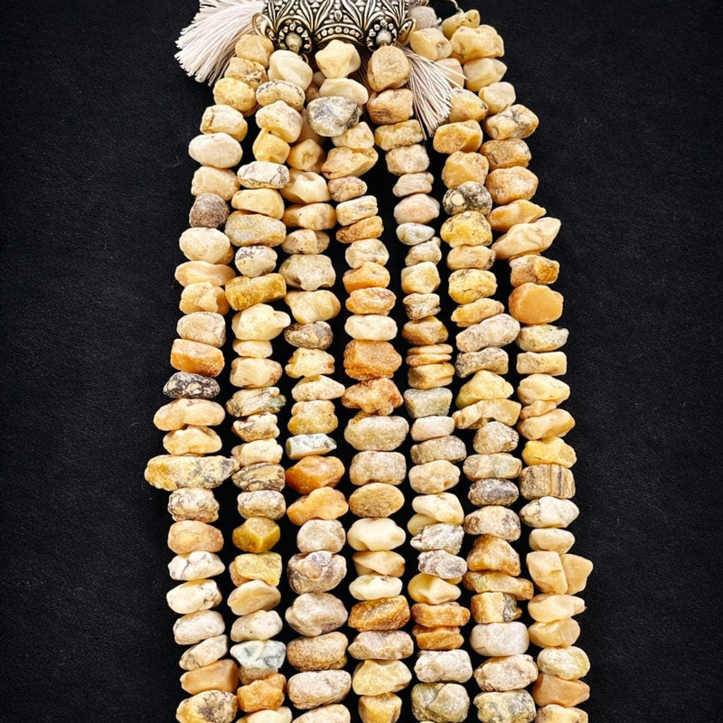 Ethiopian white opal rough nugget beads, natural raw Welo opal gemstone strand, AAA bulk opal beads