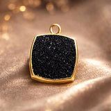 Black Druzy Pendant Necklace – Gold Electroplated Gothic Statement Jewelry