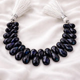 Ethiopian black opal faceted teardrop briolette beads, natural Welo drop gemstone strand, bulk lot