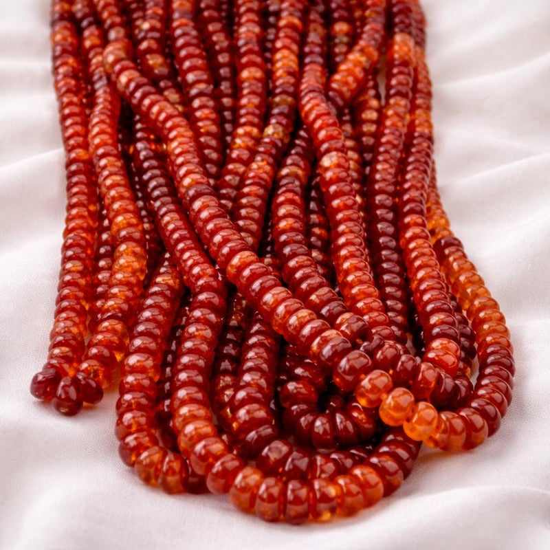 Ethiopian cherry opal smooth rondelle beads, natural Welo red fire opal gemstone strand, AAA bulk lot