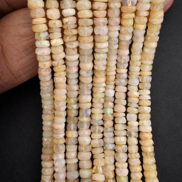 Ethiopian Light Brown Opal faceted rondelle bead strand 16 inch natural fire opal champagne opal beads boho bridal jewelry supply