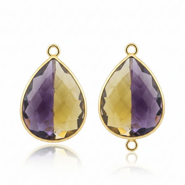 Boho Chic Ametrine Bezel Pendant - Handcrafted Gemstone Necklace with 24kt Gold Plating
