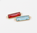 Rectangle Gemstone Pendant | 24K Gold Plated Sterling Silver Jewelry Bead