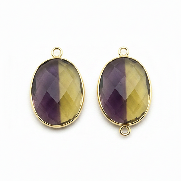 Boho Chic Ametrine Bezel Pendant - Handcrafted Gemstone Necklace with 24kt Gold Plating