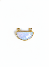 Opalite Moon/Crescent Pendant - Boho Chic Gemstone Necklace with 24kt Gold Elegance