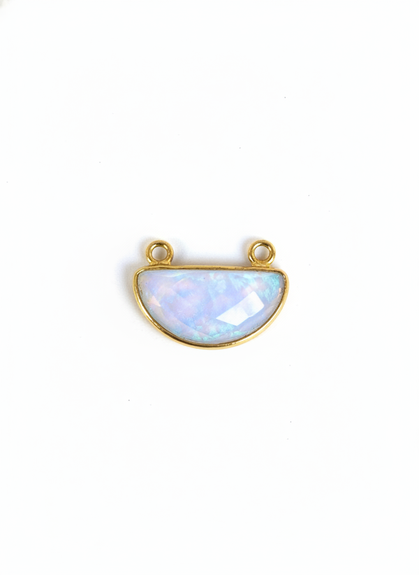 Opalite Moon/Crescent Pendant - Boho Chic Gemstone Necklace with 24kt Gold Elegance